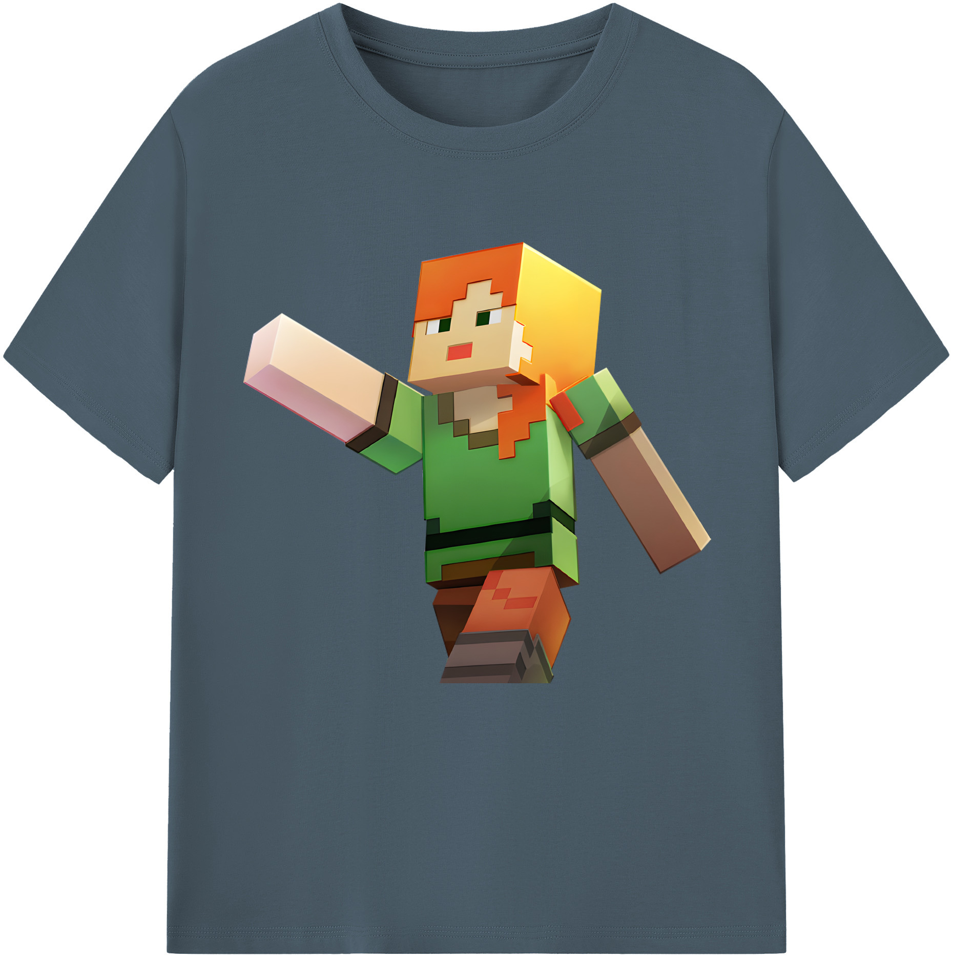 （画像用） マインクラフト ブロックの世界 Minecraft MC Block world 綿100％半袖Tシャツ（フロントプリント）
